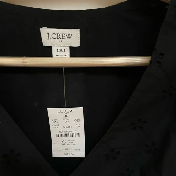 J. Crew 00/XXS Black Eyelet Fully Lined Sleeveless Midi Dress - Picture 3 of 11